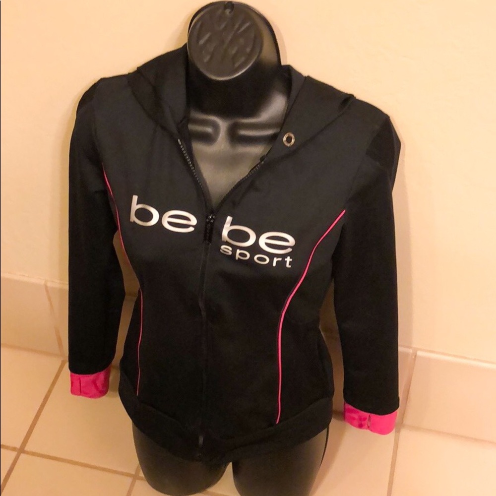 Bebe Sport hoodie jacket. Black and hot pink. XS
